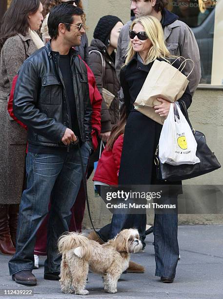 Television personality Kelly Ripa and husband actor Mark Consuelos sighting walking in SOHO with their daughter Lola on March 30, 2008 in New York...