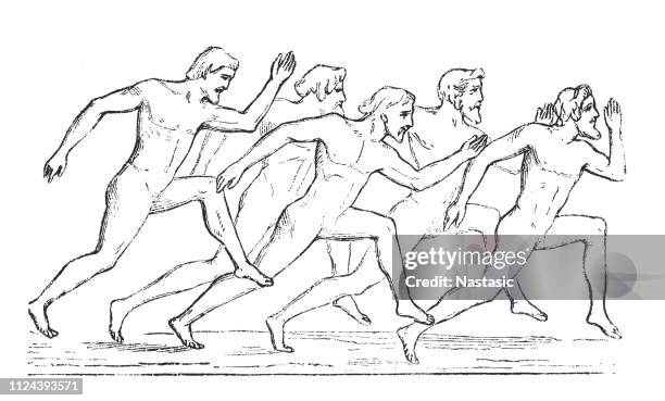 illustrations, cliparts, dessins animés et icônes de exécutant athlètes grecs de l’antiquité - jeux olympiques- - grèce antique