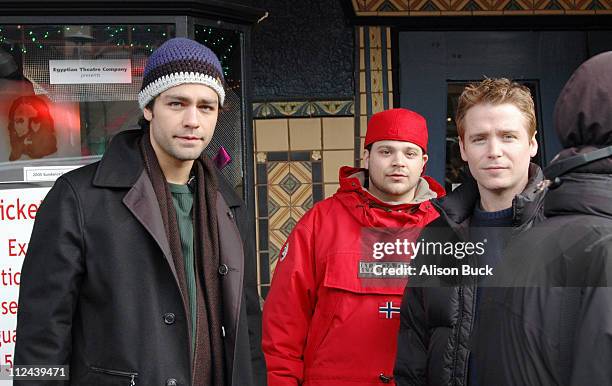 Adrian Grenier, Jerry Ferrara and Kevin Connolly film a scene from "Entourage" at the Egyptian Theatre