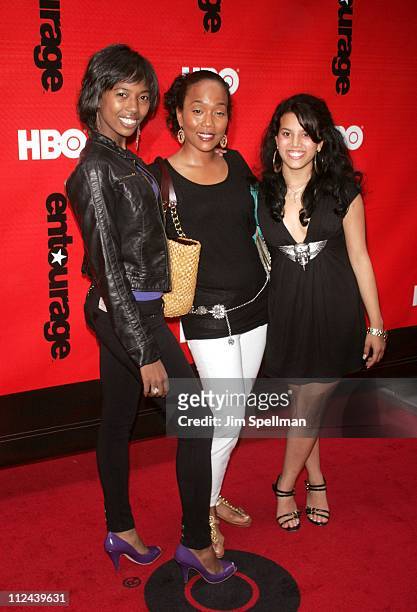 Sonja Sohn and daughters during "Entourage" Season 4 Premiere - Arrivals at Zeigfeld Theatre in New York City, New York, United States.