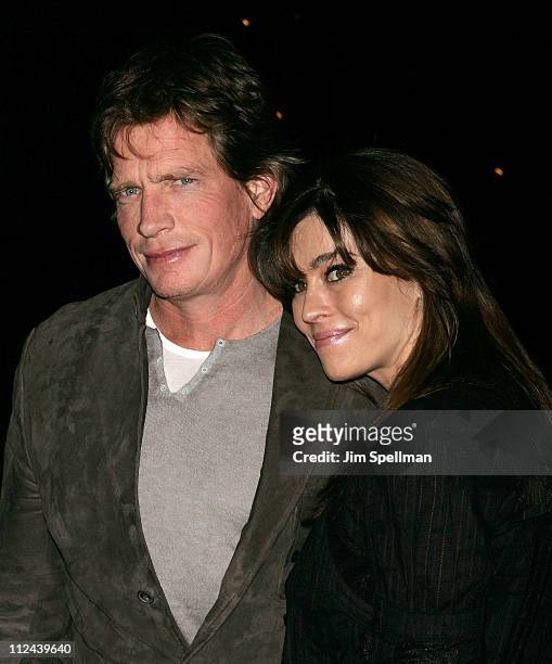 Actor Thomas Haden Church and wife Mia Zottoli Church arrives at the Cinema Society and Linda Wells Host a Screening of "Smart People" at the...