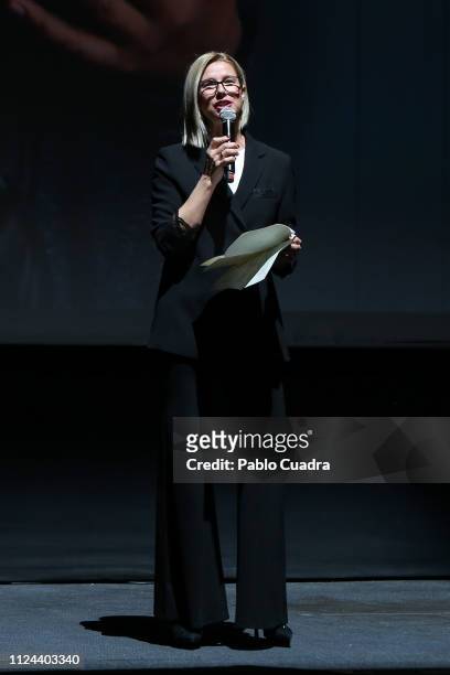 Anne Igartiburu attends the 'Familia al Instante' premiere at Capitol Cinema on January 23, 2019 in Madrid, Spain.
