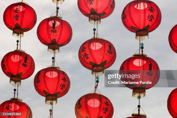 chinese lanterns - rislampa bildbanksfoton och bilder