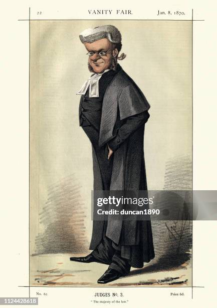 vanity fair karikatur von oberrichter william bovill - perücke stock-grafiken, -clipart, -cartoons und -symbole