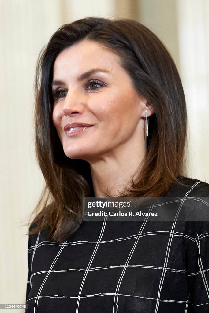 Queen Letizia Of Spain Attend Audiences At Zarzuela Palace