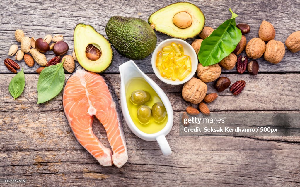 Selection Food Sources Of Omega 3 And Unsaturated Fats On Shabby