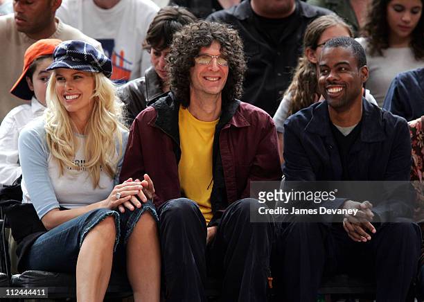 Beth Ostrosky, Howard Stern and Chris Rock during Celebrities Attend the Washington Wizards vs New York Knicks Game - November 4, 2005 at Madison...