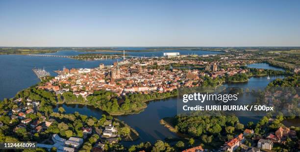 aerial view of stralsund, a hanseatic town in the pomeranian part of mecklenburg-vorpommern - stralsund stock pictures, royalty-free photos & images