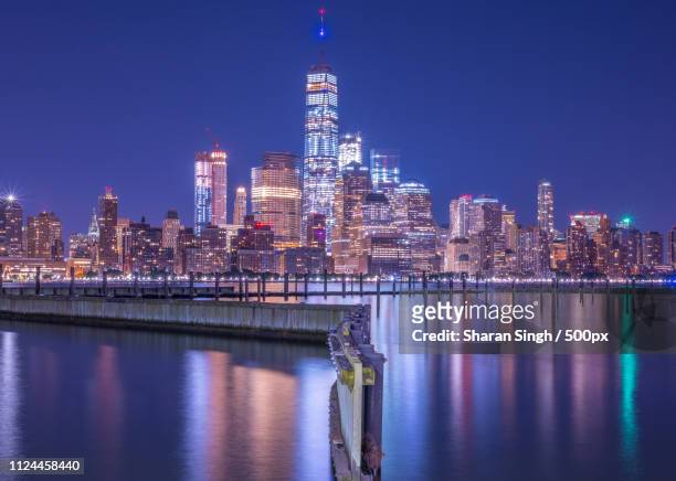 manhattan skyline view from newport new jersey - gold coast skyline stock pictures, royalty-free photos & images