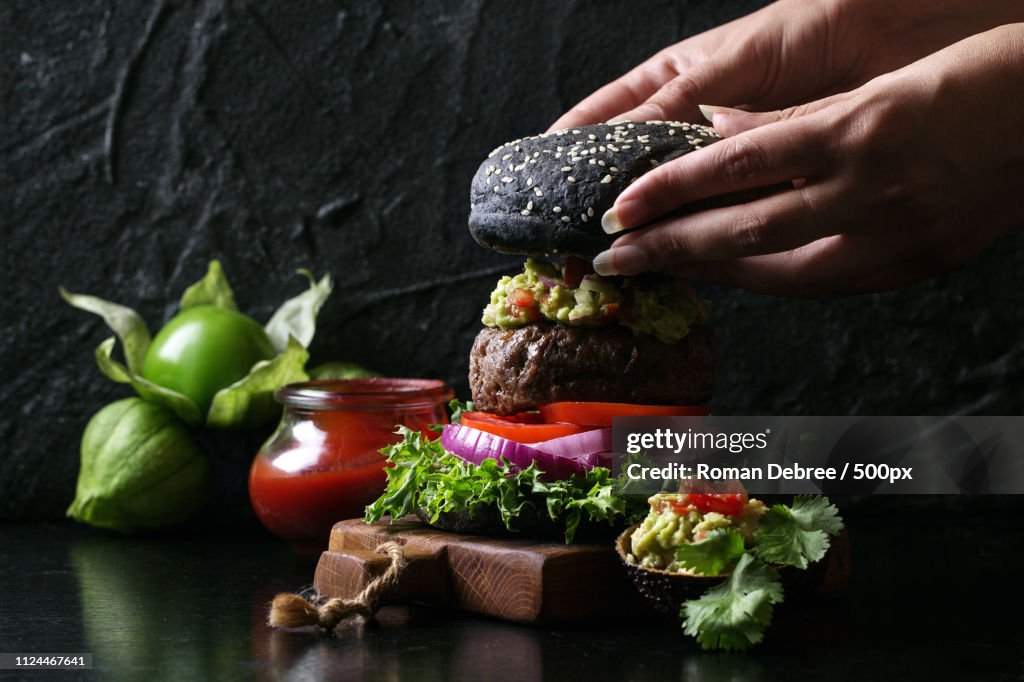Home Made Burger With Guacamole