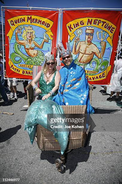Patti d'Arbanville and Adam Savage during 25th annual Coney Island Astroland Mermaid Parade at Coney Island Boardwalk in Brooklyn, New York, United...