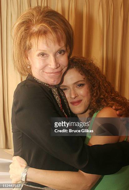 Mary Tyler Moore and Bernadette Peters during Broadway Barks 7 at Shubert Alley in New York City, New York, United States.
