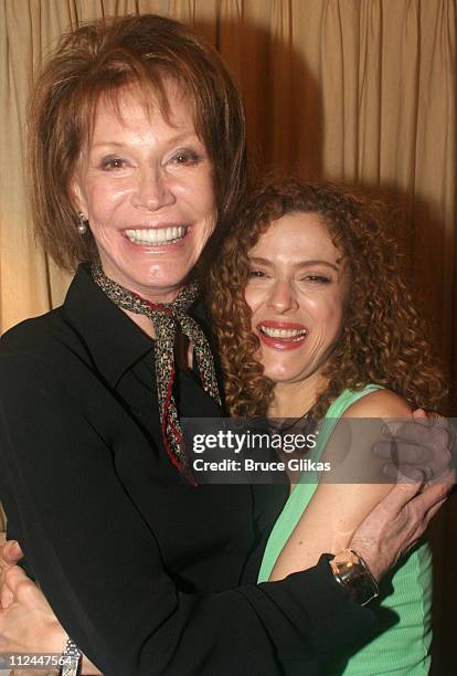 Mary Tyler Moore and Bernadette Peters during Broadway Barks 7 at Shubert Alley in New York City, New York, United States.