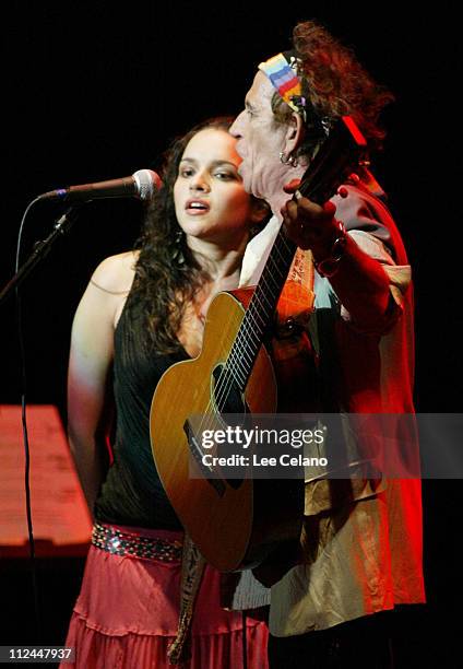 Norah Jones and Keith Richards during Return To Sin City: A Tribute To Gram Parsons at Santa Barbara Bowl - July 9, 2004 at Santa Barbara Bowl in...