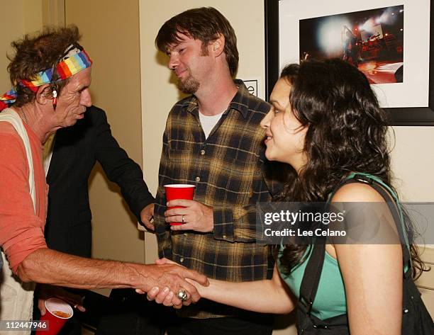 Keith Richards, Jay Farrar and Norah Jones during Return To Sin City: A Tribute To Gram Parsons at Santa Barbara Bowl - Backstage - July 9, 2004 at...