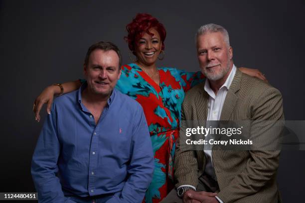 Philip Glenister, Kim Fields, and Kevin Nash of Sky One's "Living the Dream" pose for a portrait during the 2019 Winter TCA at The Langham...