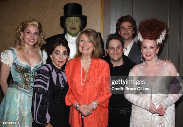 Sutton Foster , Andrea Martin , Shuler Hensley , Christopher Fitzgerald , Roger Bart as "Dr. Frankenstein"), Megan Mullally pose with Teri Garr as...