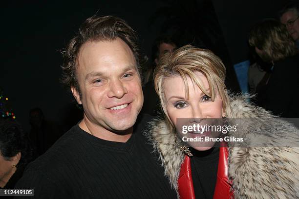 Norbert Leo Butz and Joan Rivers during Celebrities Backstage at "Dirty Rotten Scoundrels" on Broadway at The Imperial Theater in New York City, New...