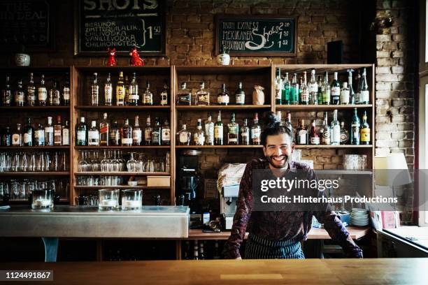 portrait of craft beer bartender - bartender bildbanksfoton och bilder