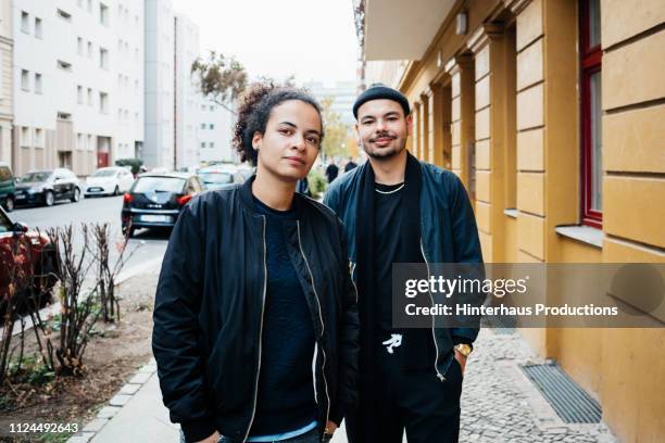 portrait of two hipsters - city life friends stock pictures, royalty-free photos & images