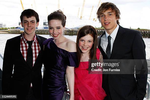 Skandar Keynes, Anna Popplewell, Georgie Henley and William Moseley arrive by boat to the UK Premiere of The Chronicles of Narnia - Prince Caspian at...