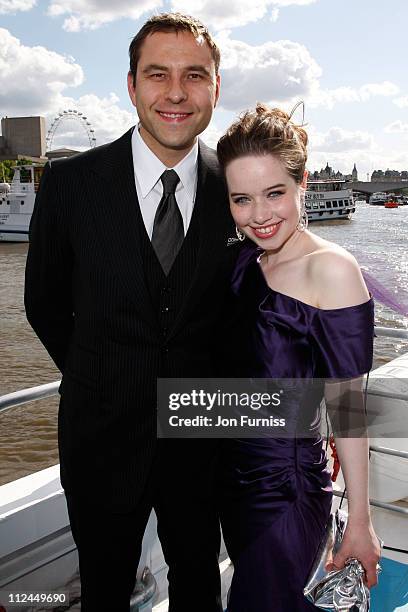 David Walliams and Anna Popplewell arrives by boat to the UK Premiere of The Chronicles of Narnia - Prince Caspian at the O2 Dome in North Greenwich...