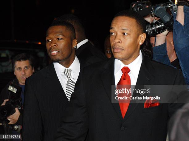 Cent and Dr. Dre during The Shady National Convention - Eminem Launches New Sirius Radio Channel "Shade 45" at Roseland Ballroom in New York City,...
