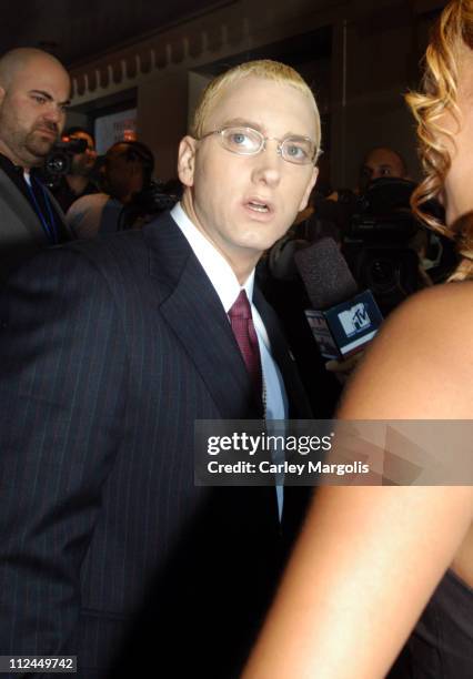 Eminem and La La Vasquez of MTV during The Shady National Convention - Eminem Launches New Sirius Radio Channel "Shade 45" at Roseland Ballroom in...