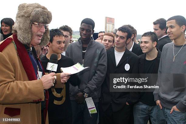 John McCririck with Kenzie and Blazin' Squad during John McCririck Reunites with Kenzie at Sandown Park Racecourse at Sandown Park London in London,...