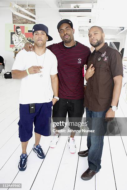 Lil Shaun, Chuck of L-R-G and Kerry "Krucial" Brothers attend the L-R-G Fall / Holiday photoshoot on June 19, 2008 at Gary's Loft in New York City.