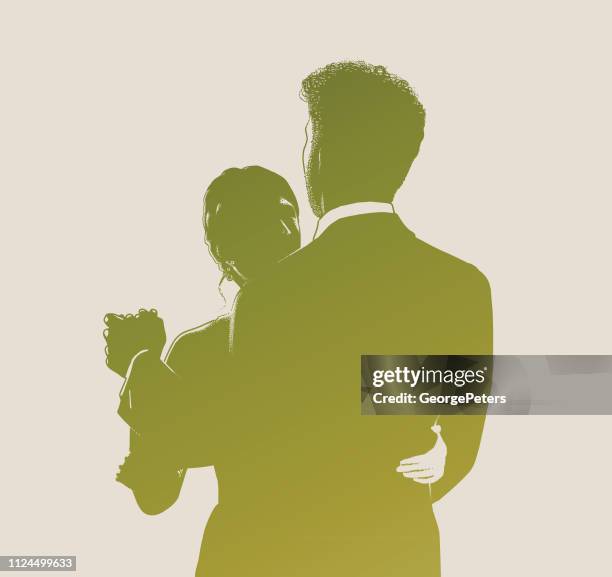 bride and bridegroom wedding first dance - wedding dance stock illustrations