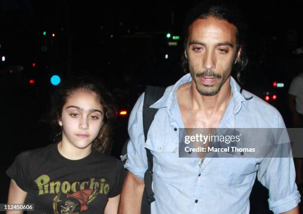 Lourdes Leon and father Carlos Leon attend Friday night prayers at Manhattan Kabbalah Center on June 27, 2008 in New York City.