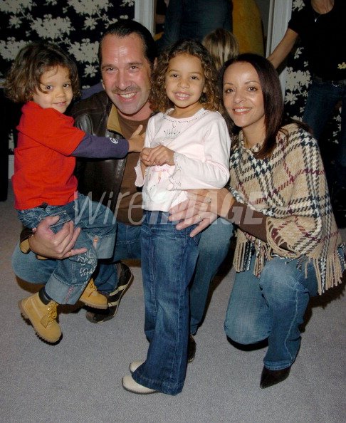 David Seaman with daughters Georgina...