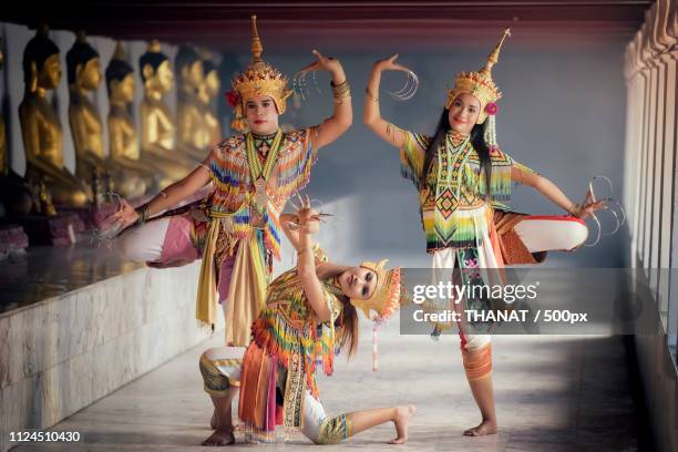 Temple Dancer Thai Temple Dancers In Traditional Clothing High-Res Stock Photo ...