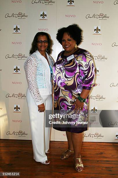 Seletha Smith Nagin and Lisa Price attend the charity shopping event at Carol's Daughter at the 2008 Essence Music Festival on July 3, 2008 in New...