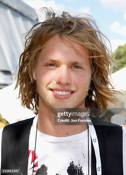 Sam Branson, son of Sir Richard Branson, poses behind the main stage in the O2 VIP Lounge during Day Three of the O2 Wireless Festival in Hyde Park...