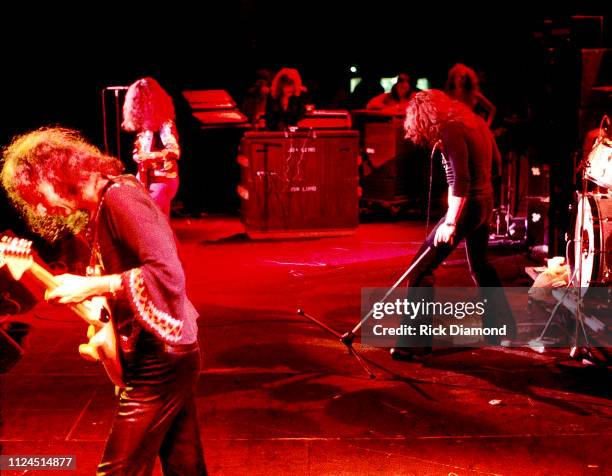 Ritchie Blackmore, Roger Glover, Jon Lord and Ian Gillan of Deep Purple perform at The Orange Bowl in Miami, Fl. On August 01, 1974