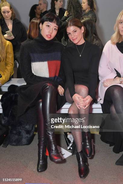 Michelle Song and Genevieve Padalecki attend the CHOCHENG Fall-Winter 2019 Collection front row during New York Fashion Week: The Shows at Gallery II...