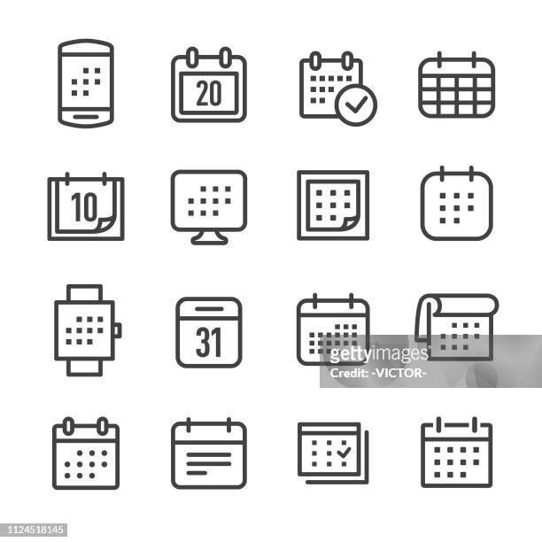 ilustraciones, imágenes clip art, dibujos animados e iconos de stock de iconos de calendario - serie - sistema operativo