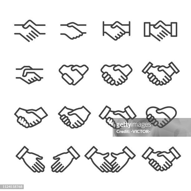 handshake icons - line serie - hände schütteln stock-grafiken, -clipart, -cartoons und -symbole