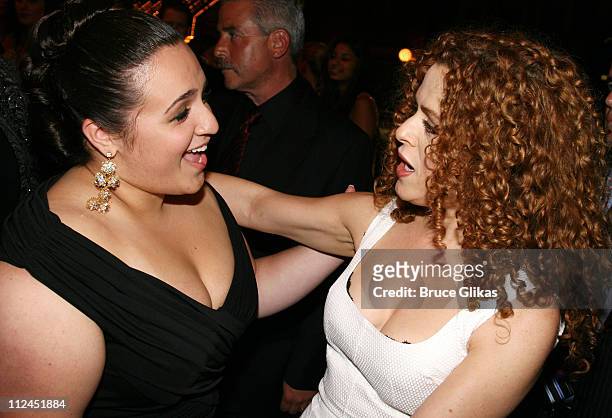 Nikki Blonsky and Bernadette Peters during the after party for the New York City premiere of "Hairspray" at Roseland Ballroom on July 16, 2007 in New...