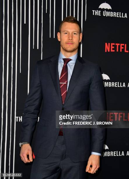 From the cast, actor Tom Hopper arrives for the premiere of Netflix's "The Umbrella Academy" Season 1 in Hollywood on February 12, 2019. - "The...