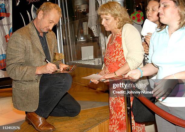 Robert Englund signs autographs during Freddy Krueger Invades Planet Hollywood to be Reunited with His Infamous Glove and Promote "Freddy Vs. Jason"...