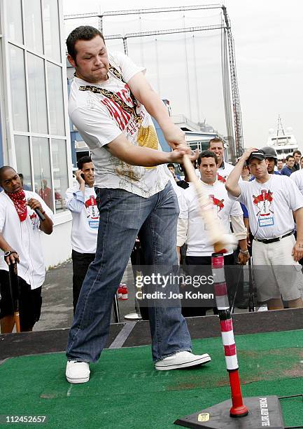 Joba Chamberlain attends the "Homers on The Hudson" contest at the Chelsea Lighthouse at Pier 61 on July 14, 2008 in New York City.