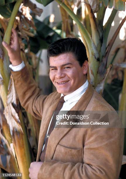 Rock and Roll singer Ritchie Valens poses for a photo during the filming of 'Go, Johnny, Go!' on January 20, 1959 in Los Angeles, California.