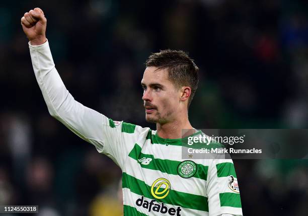 Mikael Lustig of Celtic in action during the Ladbrokes Scottish Premiership match between Celtic and St Mirren at Celtic Park on January 23, 2019 in...