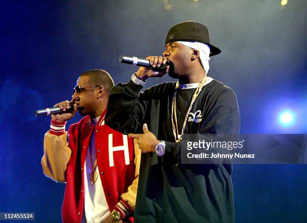 Jay-Z and Memphis Bleek during Jay-Z's "Best Of Both Worlds" New York - Performance - November 1, 2004 at Madison Square Garden in New York City, New...