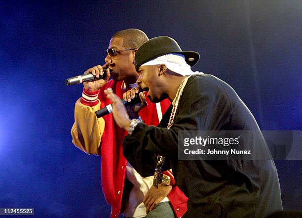 Jay-Z and Memphis Bleek during Jay-Z's "Best Of Both Worlds" New York - Performance - November 1, 2004 at Madison Square Garden in New York City, New...