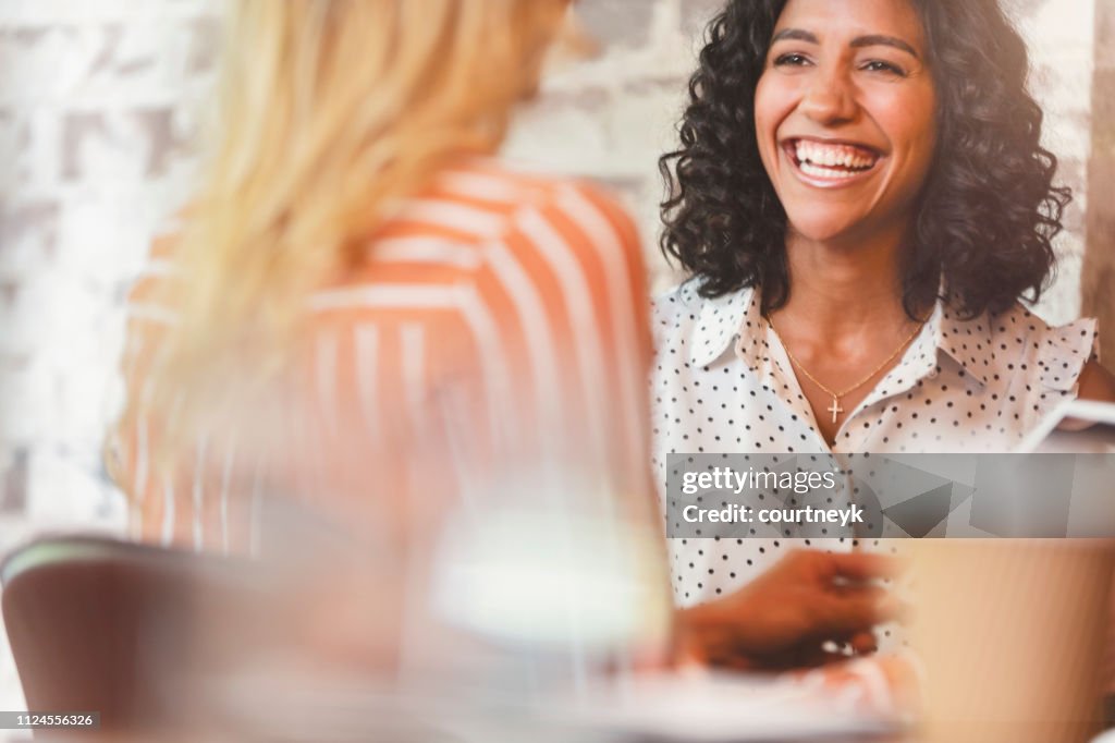 Business colleagues having a conversation.