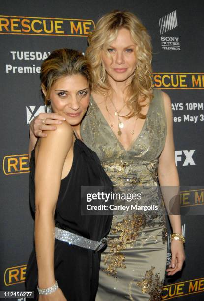 Callie Thorne and Andrea Roth during "Rescue Me" Season Three New York Premiere at Ziegfeld Theater in New York City, New York, United States.